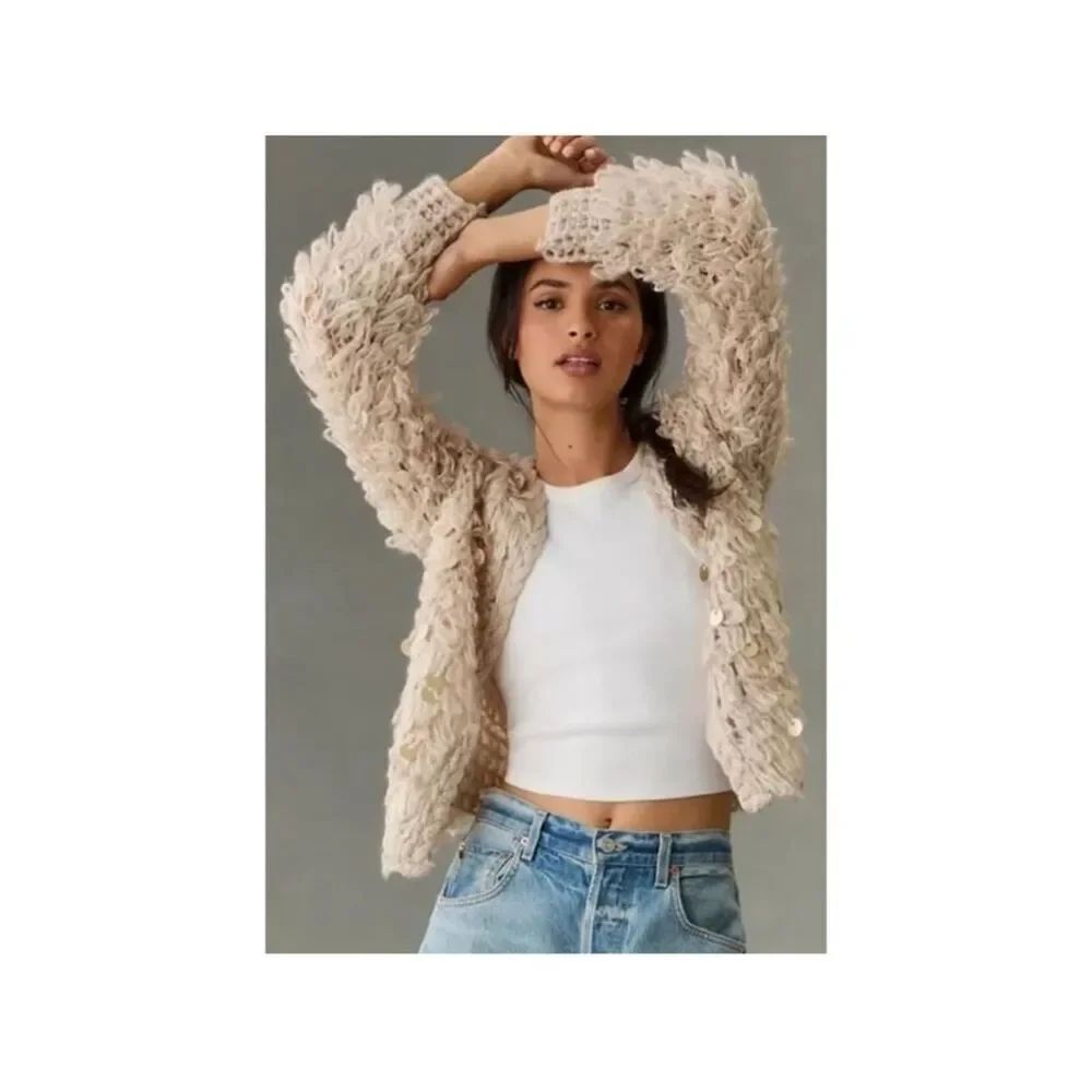 Anthropologie Pilero O/S In Things Loop Crochet
Cardigan Sweater Shaggy
Boxy NEW